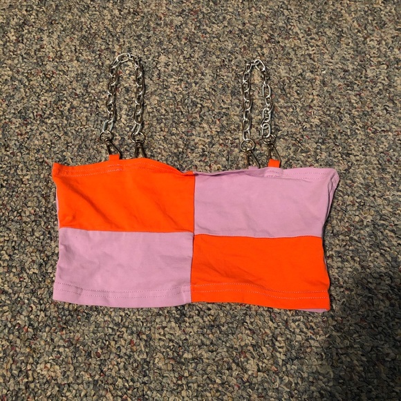 Zaful Tops - Metal straps two tone crop top